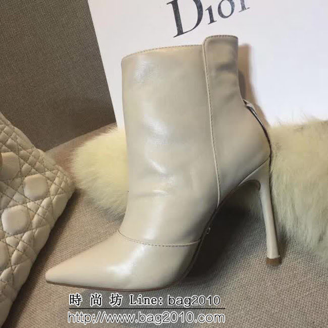 DIOR迪奧 2017春季新款 幸運五角星 尖頭高跟 牛皮女短靴 QZS1873